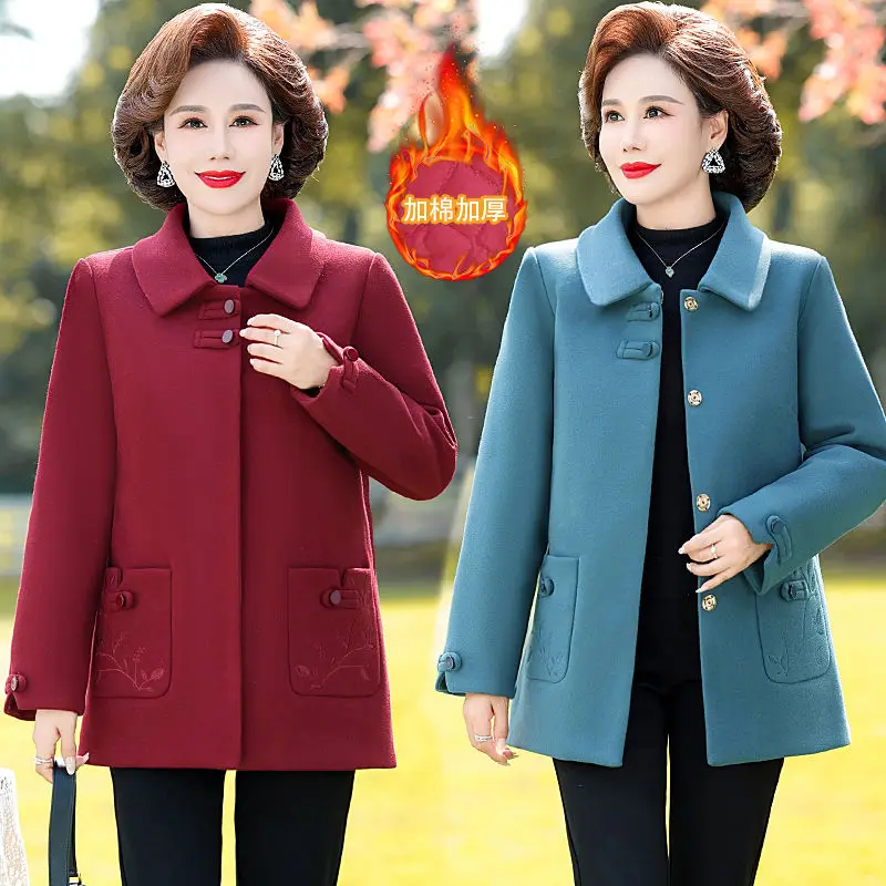 

Winter Cotton Jacket Middle Aged and Elderly Women's Casual Warmth Comfortable Mom Clothes Fashion Thickened Baggy Coats TS470