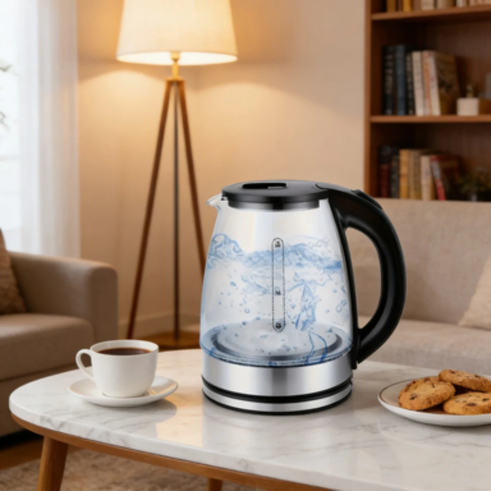 

Glass Electric Kettle, Fast Boil with Auto Shut Off and Dry Burn Protection, LED Light for Tea Coffee, 110V US Plug