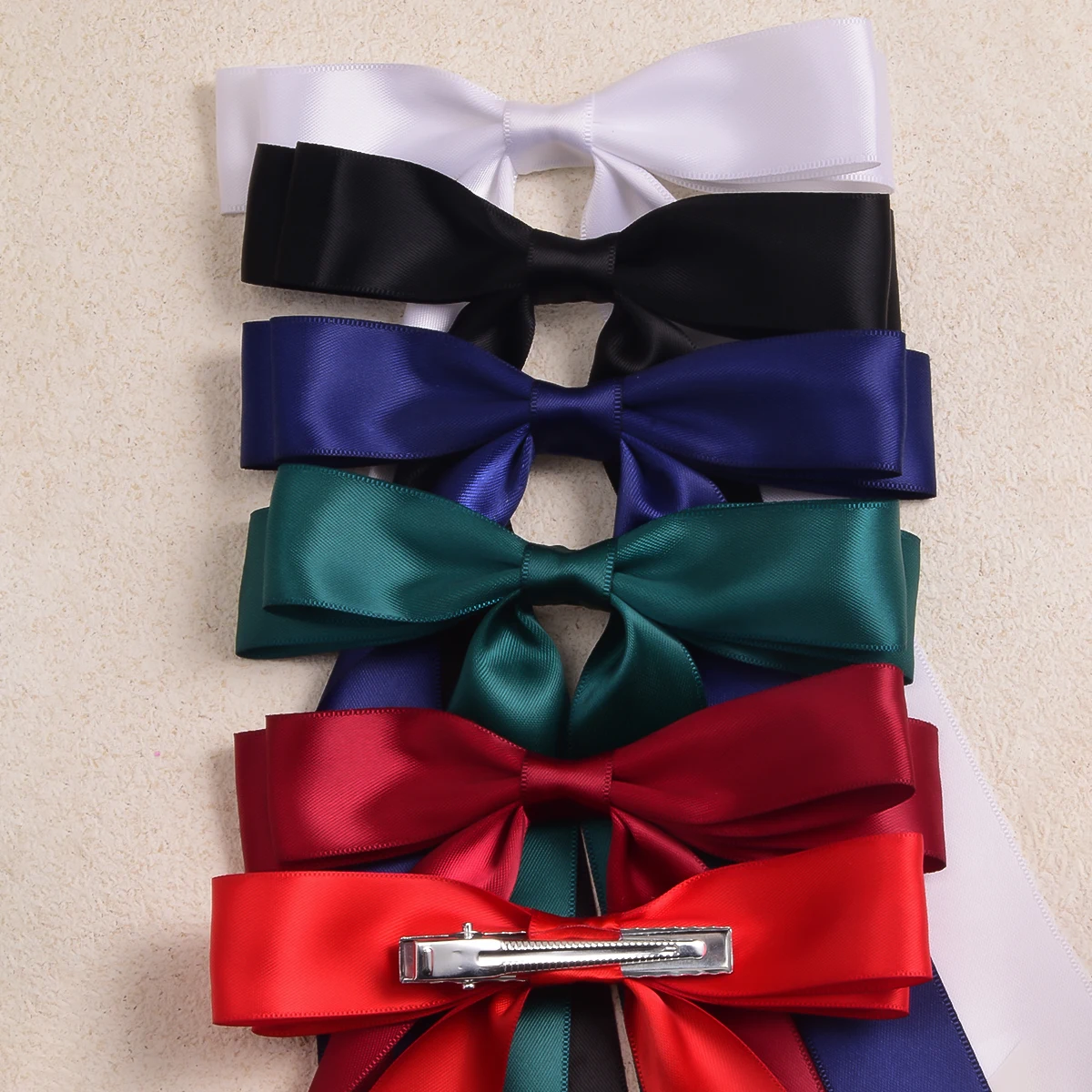 6 polyester webbing long streamer bow duckbill clip Hairpin Fashion popular everything girls daily dress up hair accessories