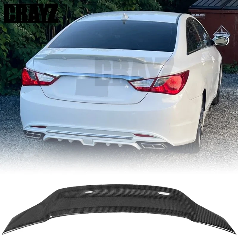 Car-Styling R Style Luster Carbon Fiber Pattern Abs Rear Trunk Spoiler Wing Fit For Hyundai Sonata 8 2011 - 2013
