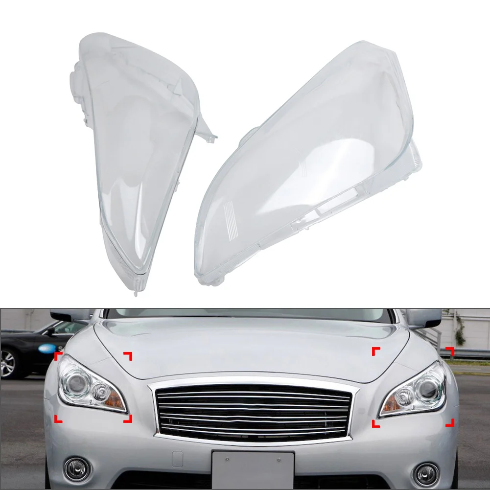 Light Cover Headlamp Lens Shell Headlight 1 Pair For Infiniti M25 M35 M37 11-12 Polycarbonate Clear