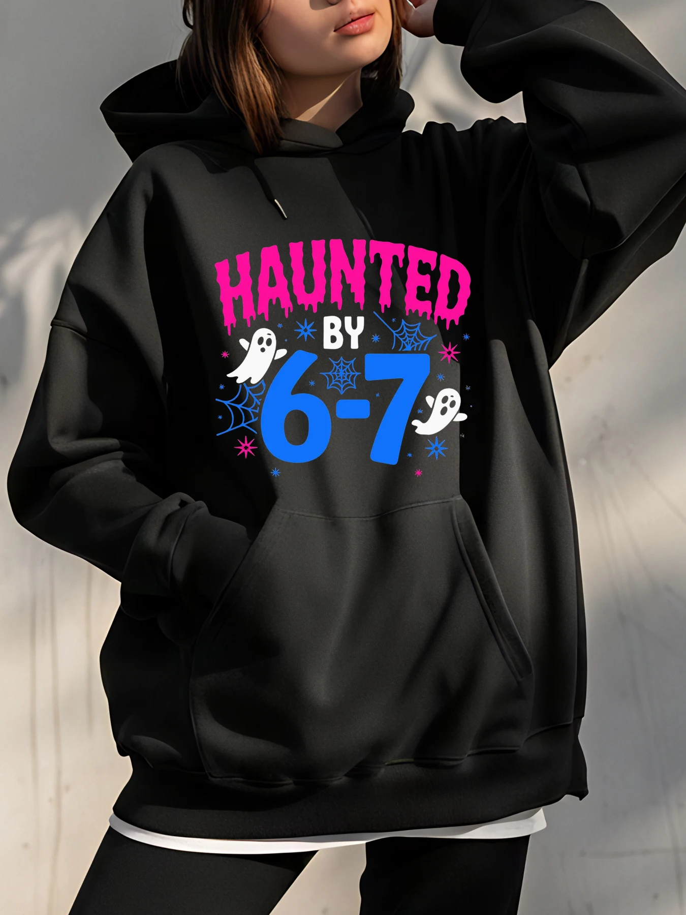 

Толстовка с принтом призраков на Хэллоуин от 6-7 лет, женская повседневная толстовка, осенне-зимний модный пуловер больших размеров, топ