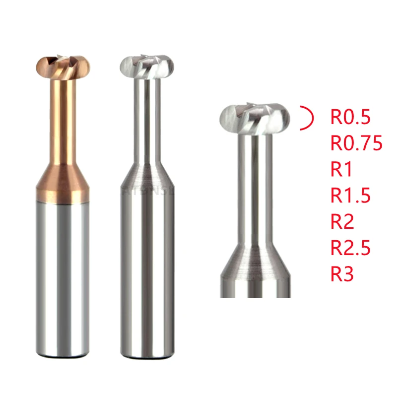 Raio de Canto T-slot Fresadora Cnc Carbide t tipo Fim Moinho Arco Côncavo Usinagem Aço Alumínio Ferramenta D3-d20 R0.5 0.75 3