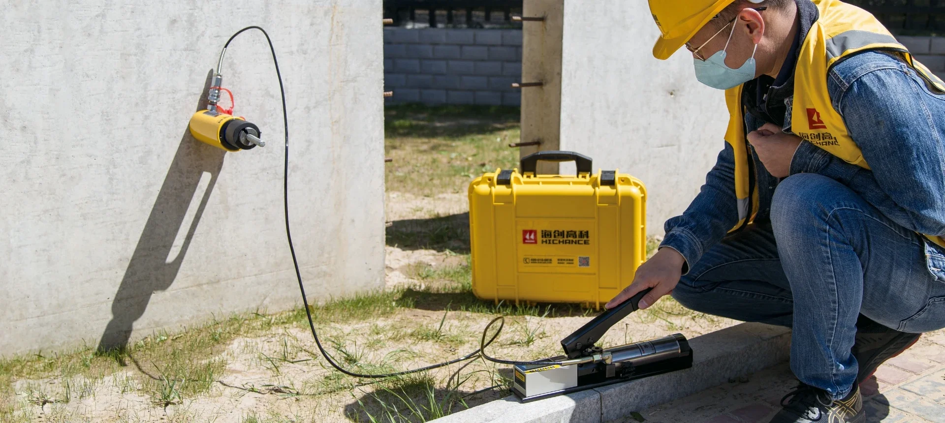 Tester estraibile per bulloni di ancoraggio portatile di qualità eccellente HC-V10S 0-100KN Attrezzatura per test estraibile per armature idrauliche per resistenza alla trazione dei bulloni