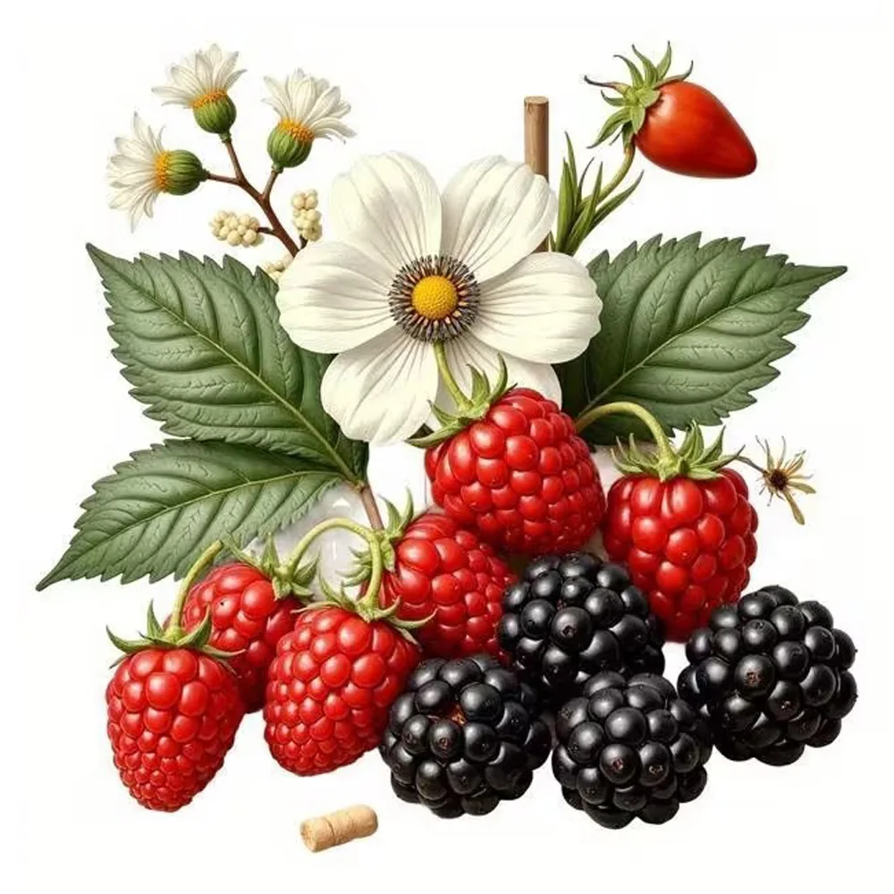 Delicious Berry and Flower Self-Adhesive Stickers, Bedroom Entryway Living Room Porch Home Decoration Wall Stickers