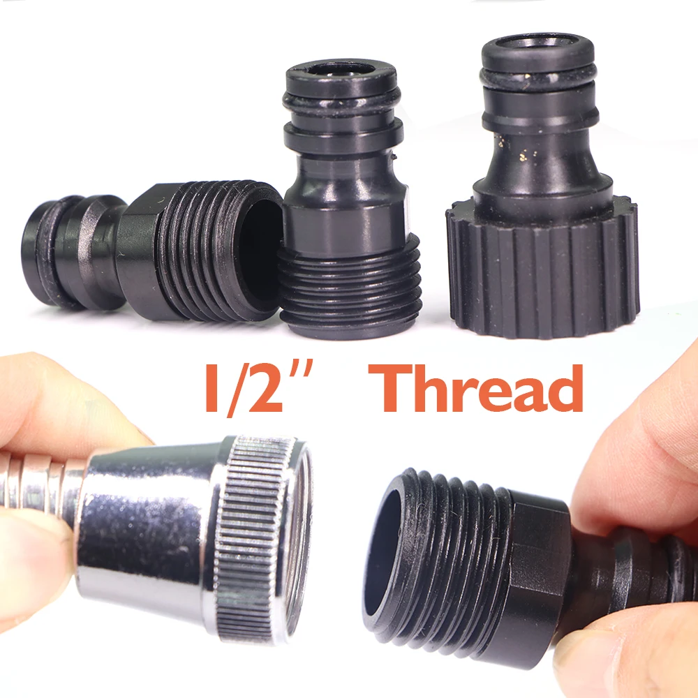 

3 шт., 1/2 дюйма, быстроразъемный соединитель с резьбой, пластиковый адаптер для сосков 16 мм для домашнего сада, трубки для орошения, фитинг для водяного пистолета, соединение