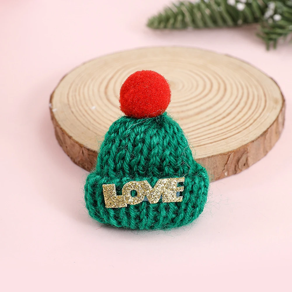 Mini Knitting Christmas Hats Christmas Tree Ornaments Party Cap Red Wine Hat Yarn Handmade Doll Hats DIY Sewing Crafts