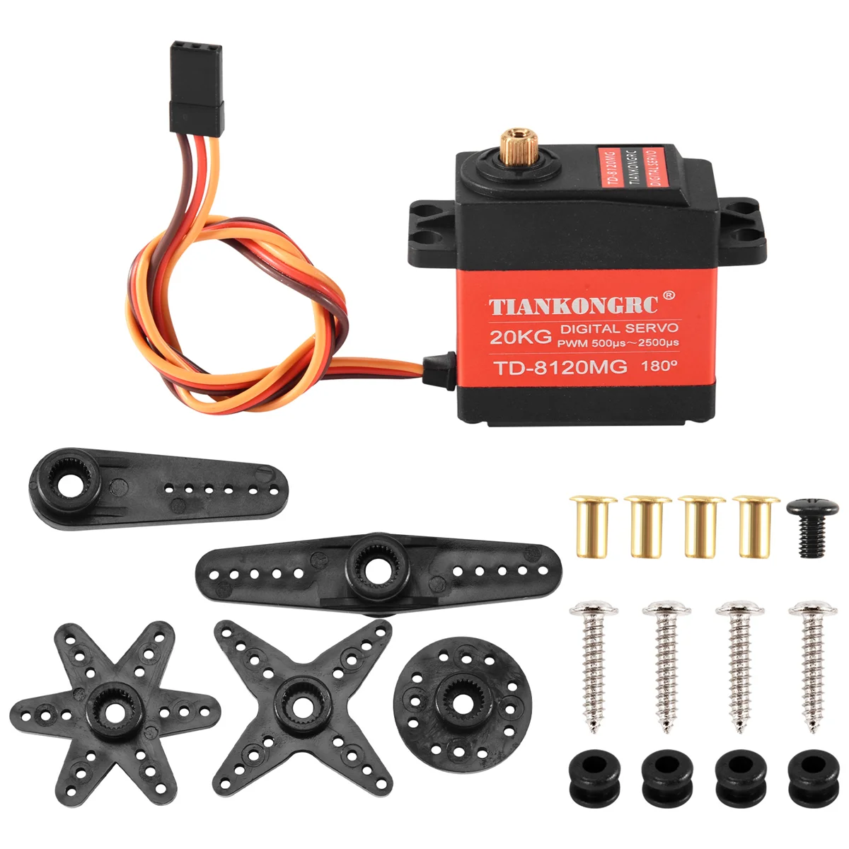 TIANKONGRC Td-8120Mg Waterproof Metal Gear Digital Servo with 20Kg High Torque 180Angle for Rc Remote Control Car Model Vehicle