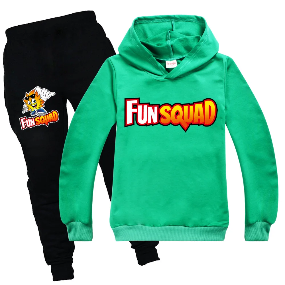 Fun squad Games Kids Hooded + Pants Suit Teenage Girls Clohting Little Baby Outfits Spring Tracksuit 10 To 12 Shirt Trousers
