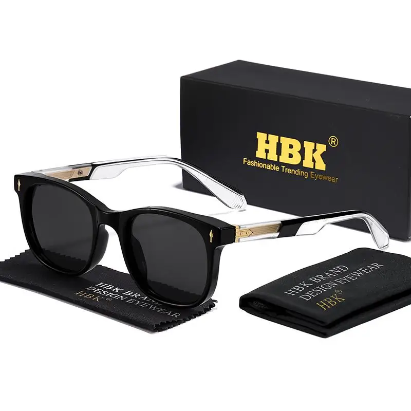 HBK Retro Herren-Sonnenbrille, klassisch, polarisiert, mit Propionsäure-Pin, quadratischem Rahmen, Damen-Outdoor-Brille, unverzichtbar, UV400 – Detail 5
