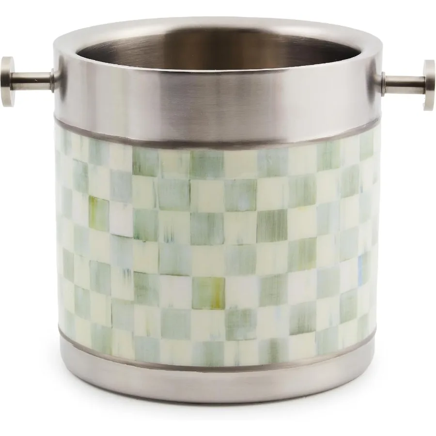 

Ice Bucket, Decorative Stainless-Steel Bucket and Ice-Cube Bin, Gray-and-White Sterling Check