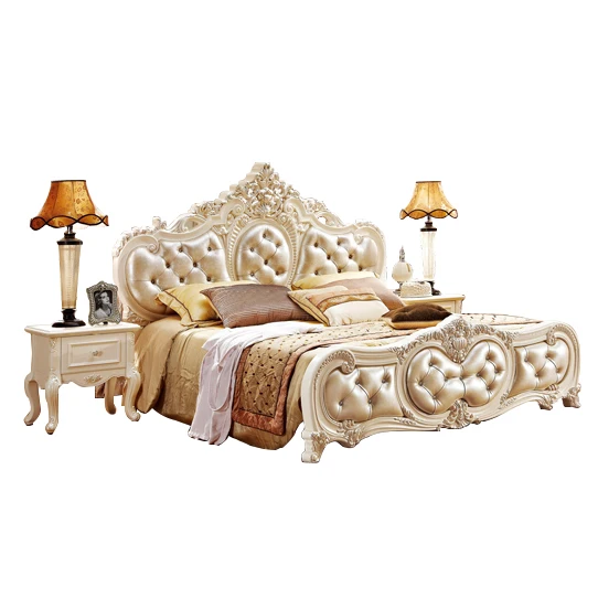 High quality solid wood modern rose style bedroom set