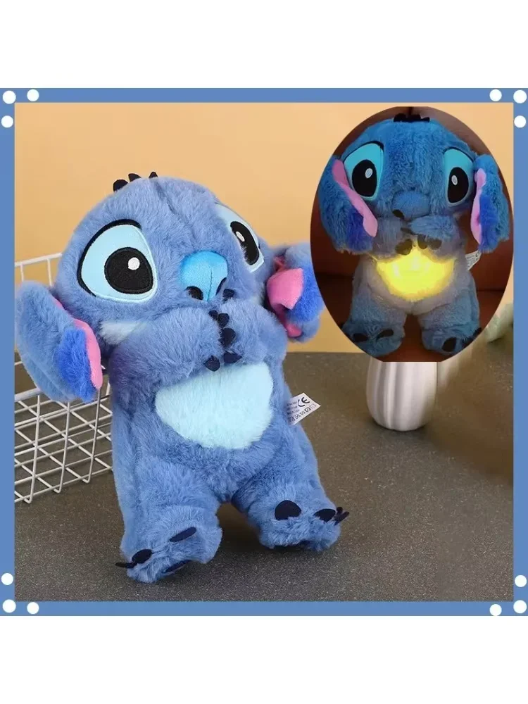 Neue Stich Plüsch Puppe Atem Kind Peluche Lilo & Stitch Kawaii Beruhigt Spielzeug Anime Baby Musik Licht Schlaf Spielzeug Modell kind Geschenk