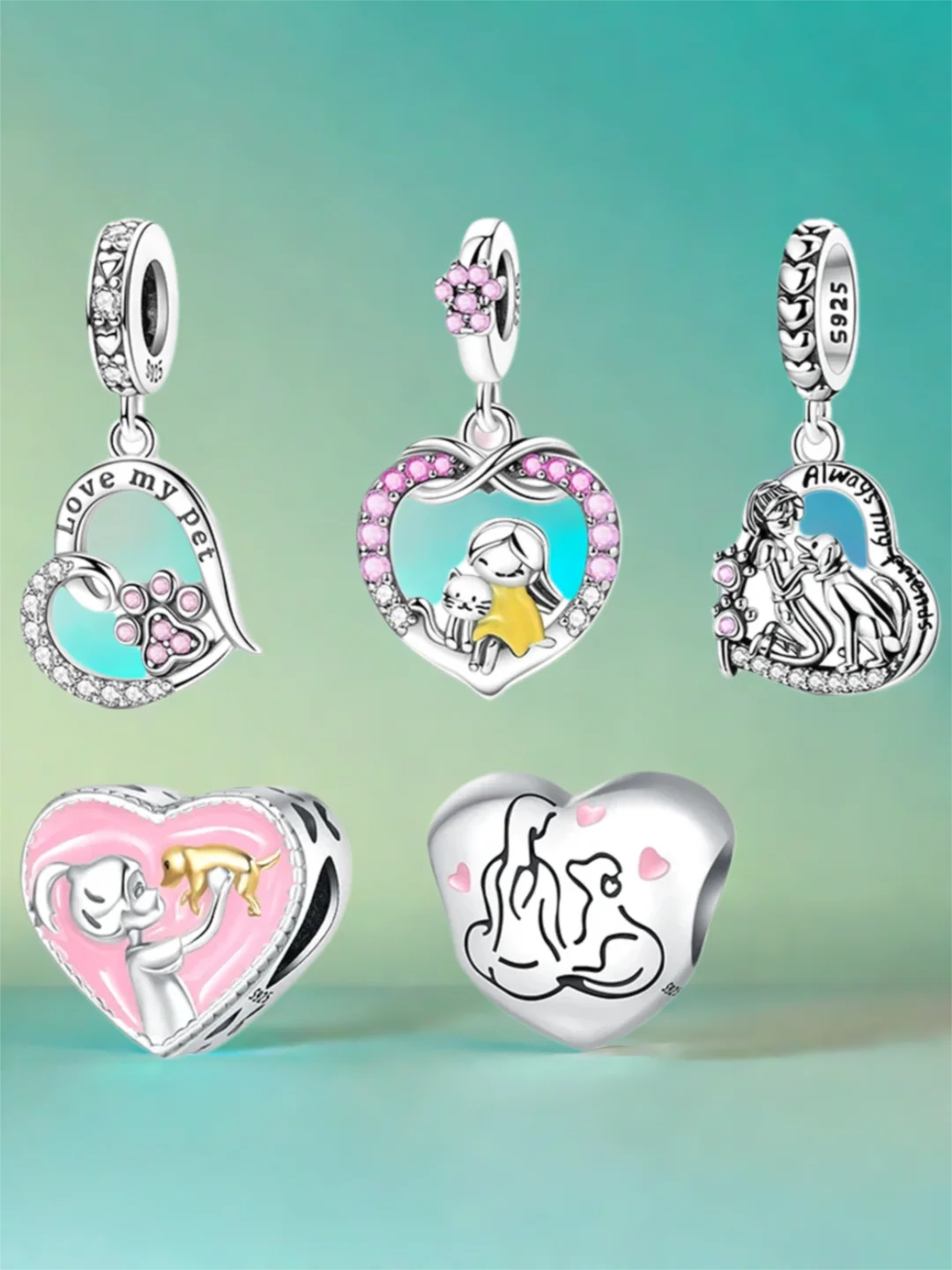 

Элегантные подвески, серебро 925, сердце, кошка, домашняя собака, бусины, кулон, подходит для браслета, ожерелья, аксессуары, изготовление ювелирных изделий из бисера, подарок