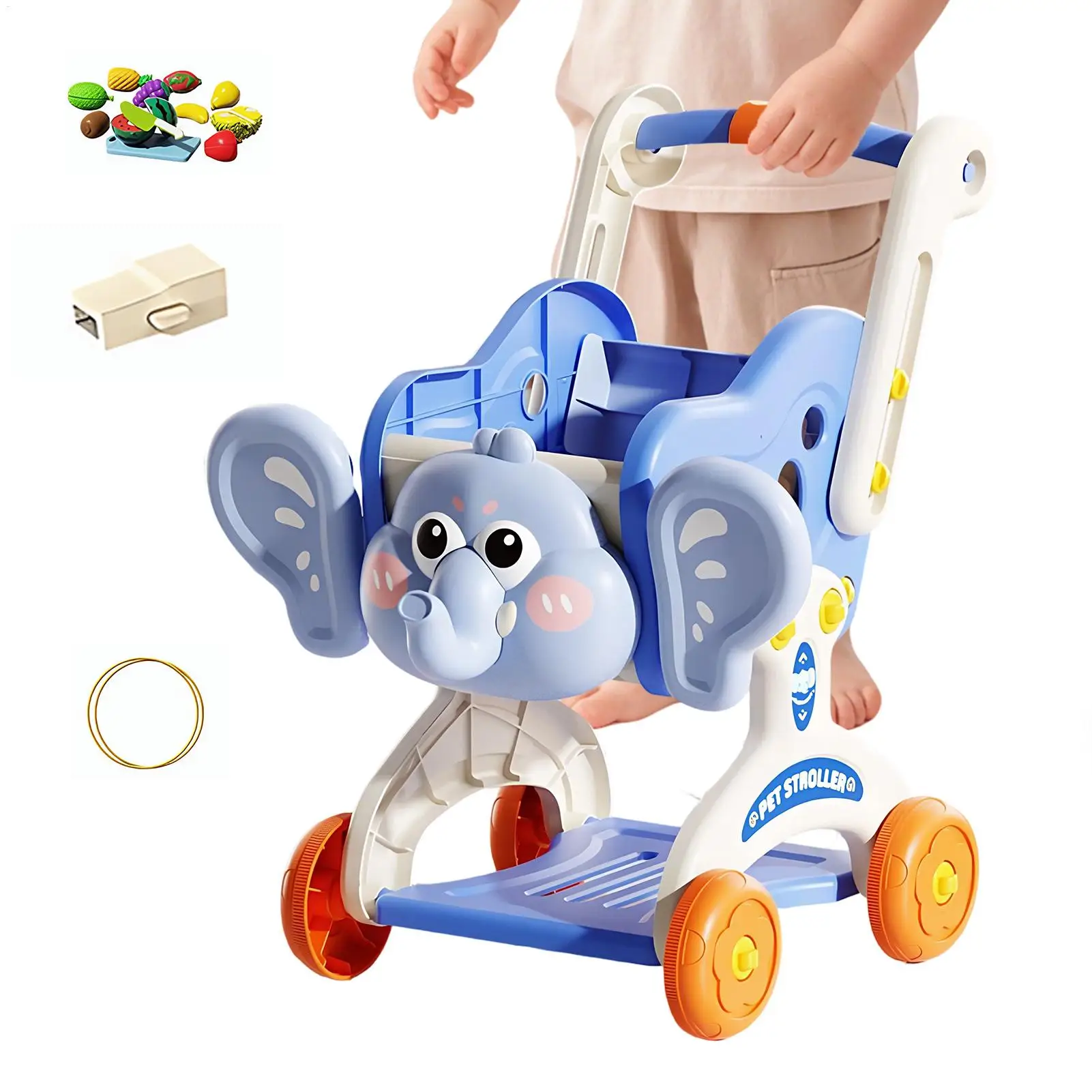 Carrito de compras para niños, carrito de compras para bebés, juego de juguetes de comida realista para niños de 3 años, cocina, tienda de comestibles, mercado en casa