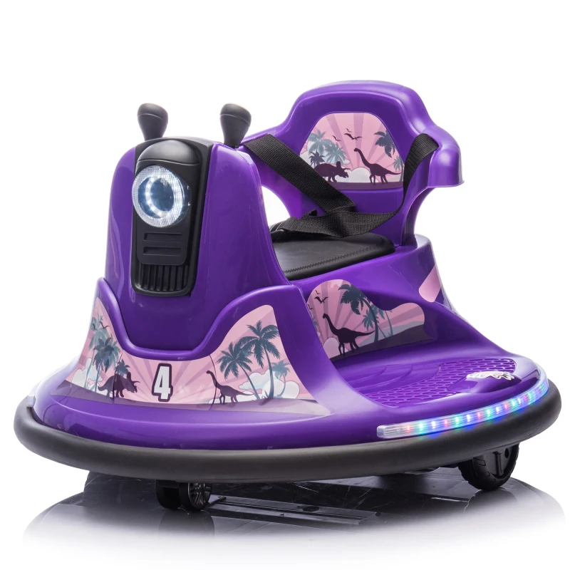 Kids Ride On Bumper Car W Parents Control Rotate 360 Degrees Two Handed Switch For Direction Control Bumper Strip Light