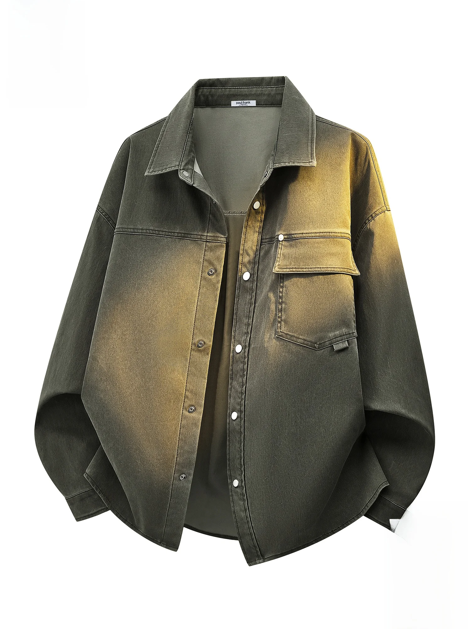 

PaulFrank Large Mouth Monkey Men's Long Sve irt Loose Casual Collar Workwear Vintage Spring Faionable Polyester Fiber