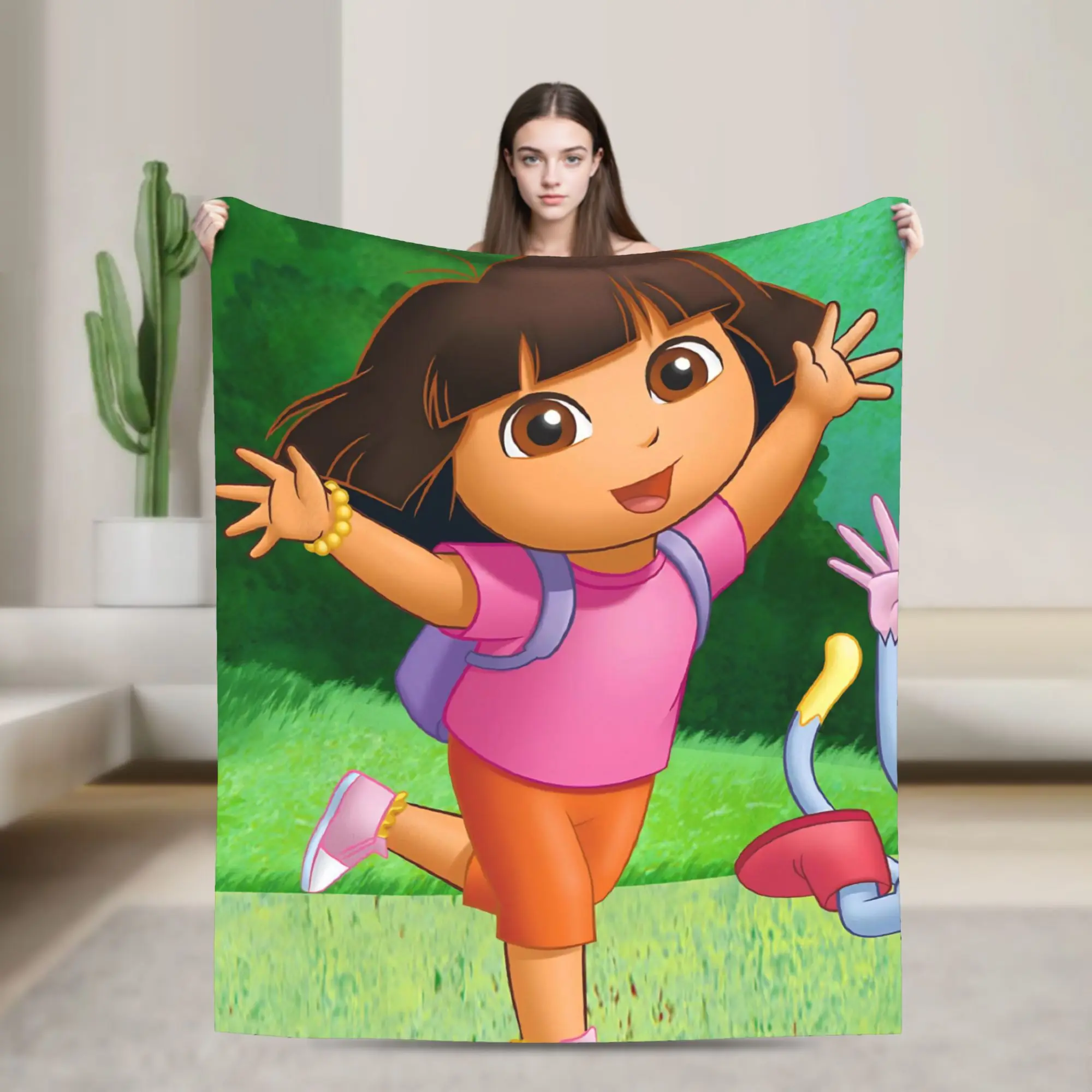 Super Soft D-Doras The Explorers Throw Blanket Premium Flannel Fleece Lightweight Bed Blanket Super Cozy Blankets All Season Use
