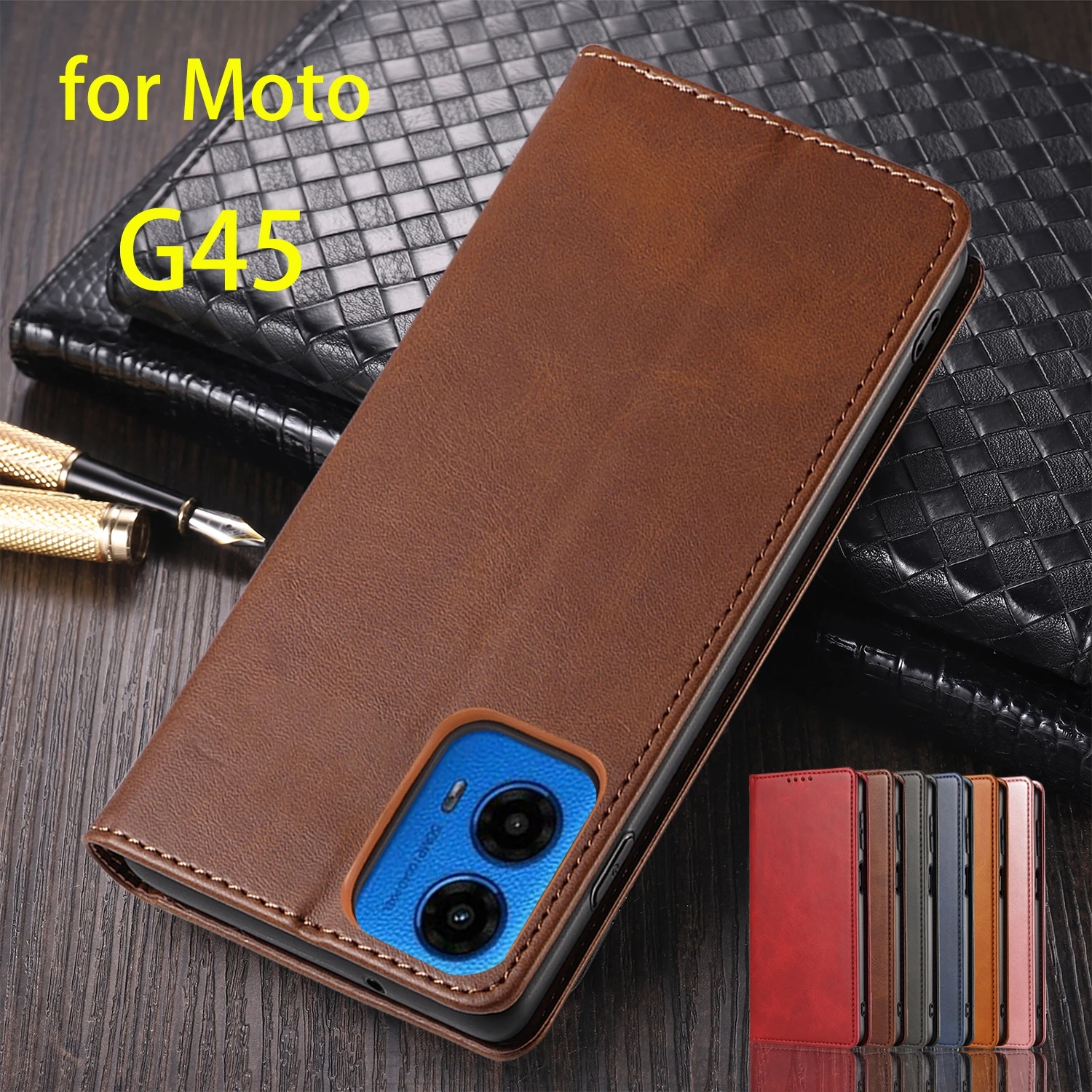

Кожаный чехол для Motorola Moto Moto G45 5G, флип-чехол, держатель для карт, кобура с магнитным притяжением, чехол-кошелек, чехол Capa Fundas Coque