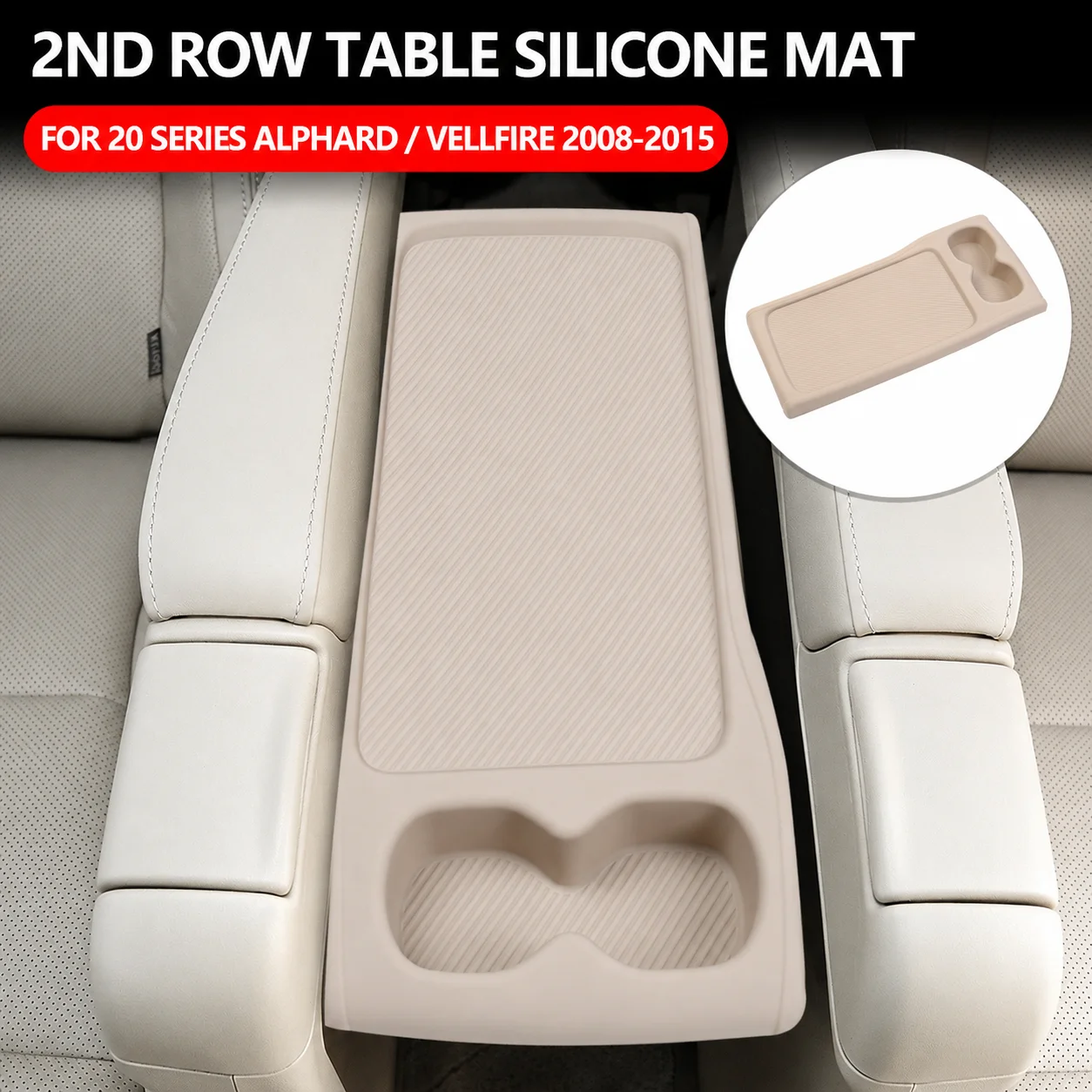 Car 2nd Row Table Silicone Mat for Toyota Alphard Vellfire 20 Series Armrest Tray Anti Slip Scratch Resistant Protective Pad