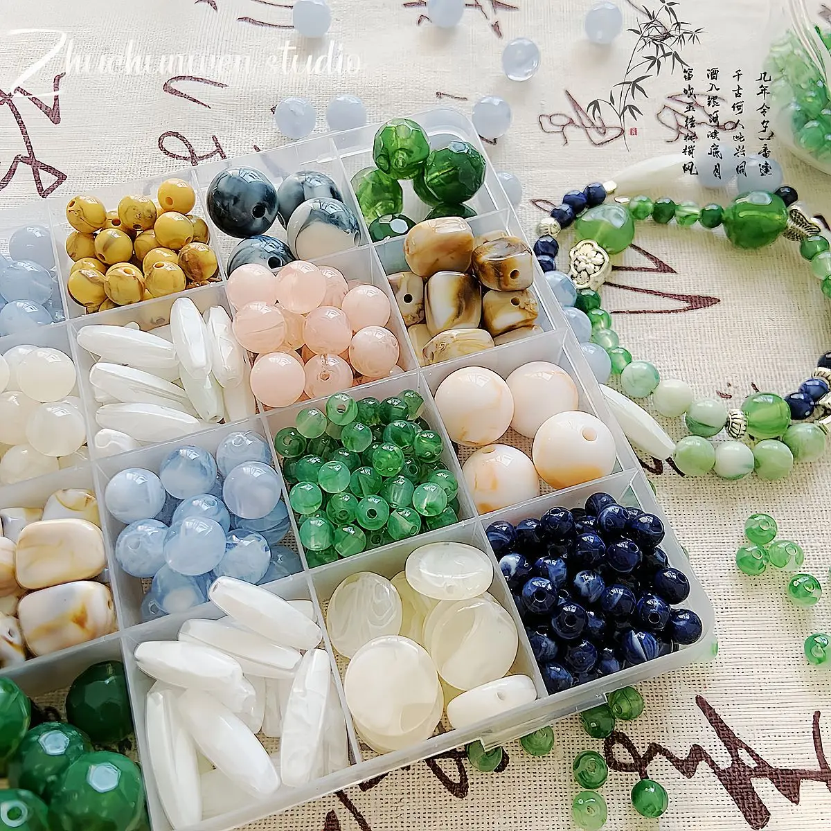 خرز دائري من الأكريليك بنمط كلاسيكي بلون نقي، مادة خرز يدوية الصنع، سوار، قلادة، مجوهرات، خرز فضفاض