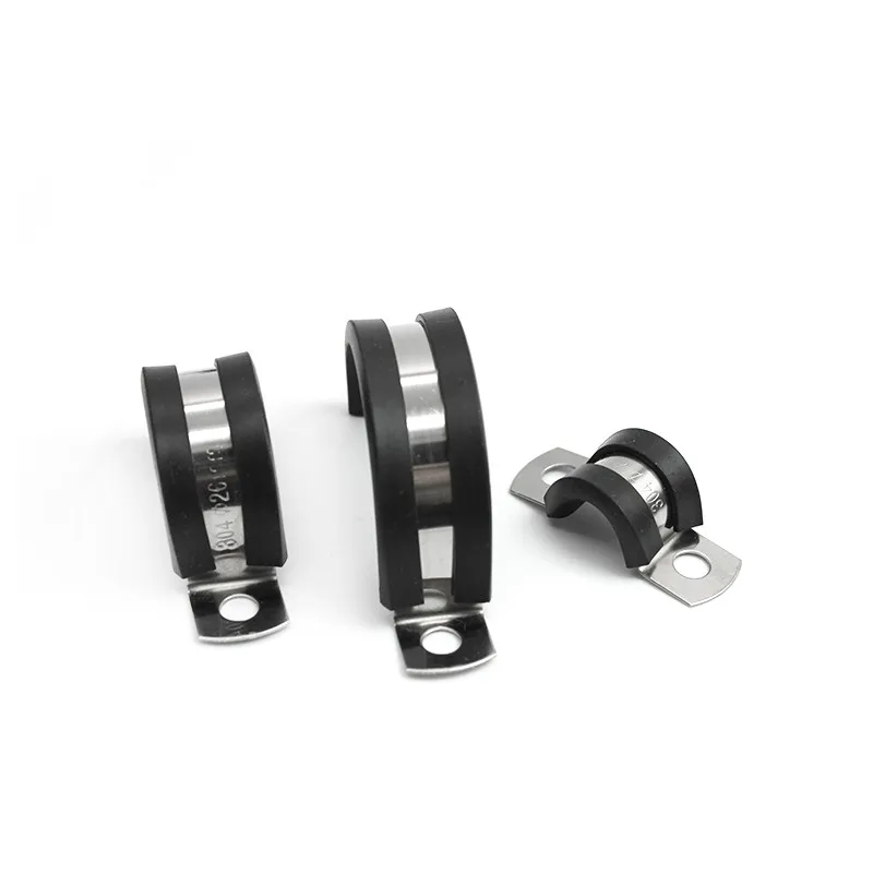 2Pcs 10-50MM 304 Stainless Steel Rubber Lined U Clips Cable Mounting Hose Pipe Clamp Mikalor