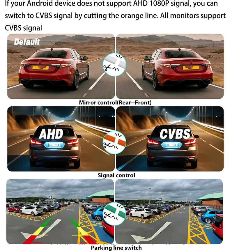 1/2/5/10 Stück AHD 1080P 720P CVBS Auto-Rückfahrkamera 170° ° Weitwinkel-Kamera für automatisches Einparken mit dynamischer Trajektorie und HD-Nachtsicht – Detail 16