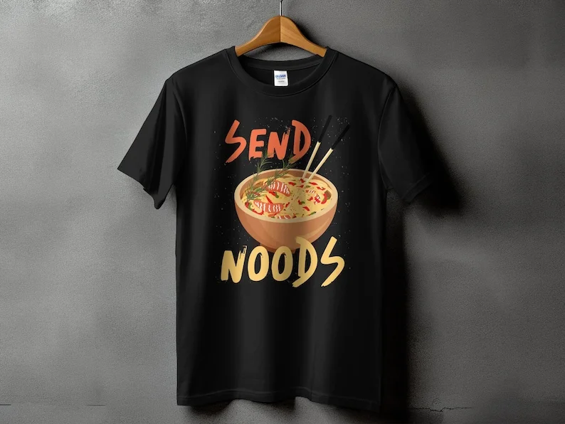 

Funny Send Noods T-Shirt Graphic Noodle Lover Shirt Humor Foodie Shirt Casual Wear Gifts for Food Lovers Unique T-Shirt