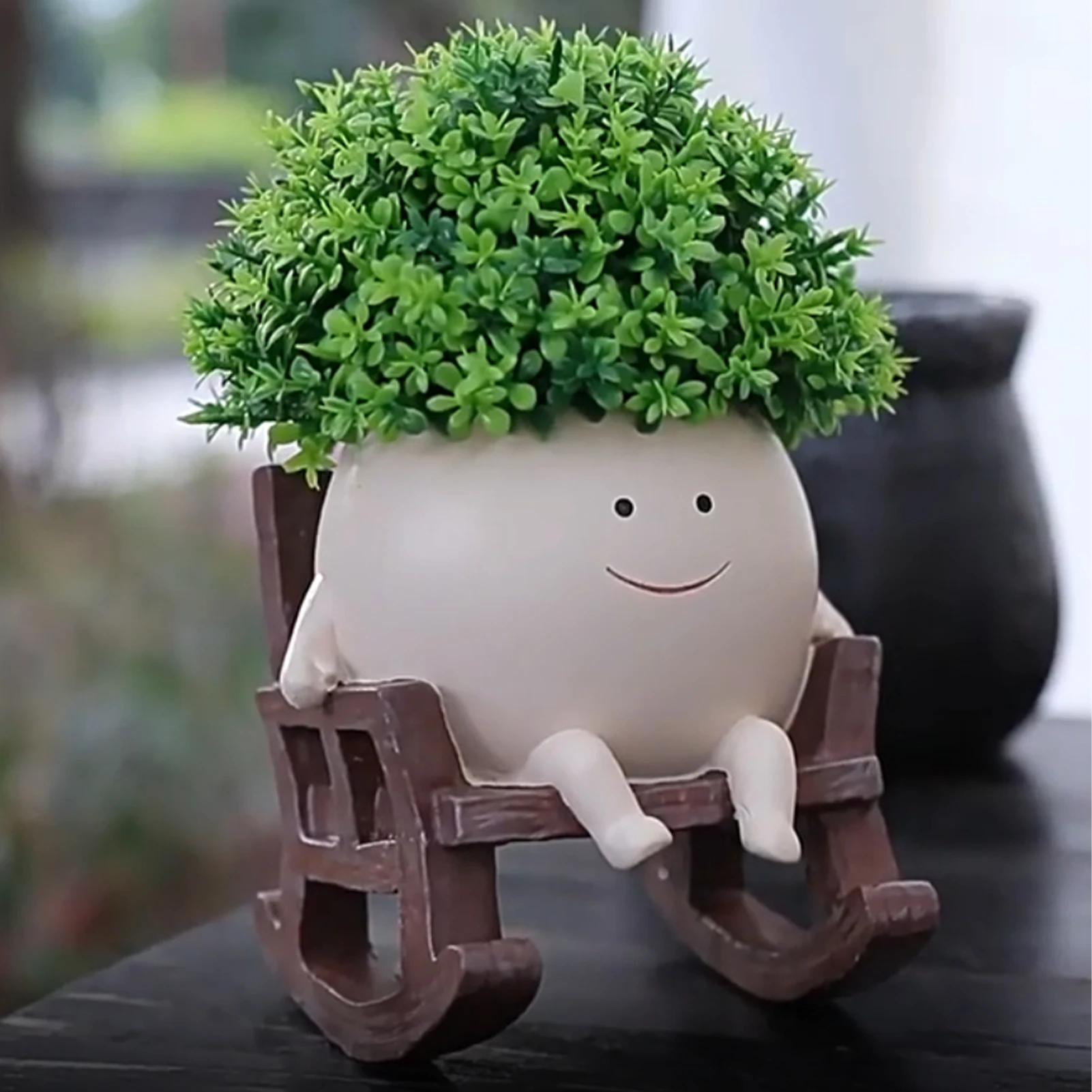 Rocking Chair Flower Pot Resin Patio Decorative Succulent Planter Garden Craft Ornament