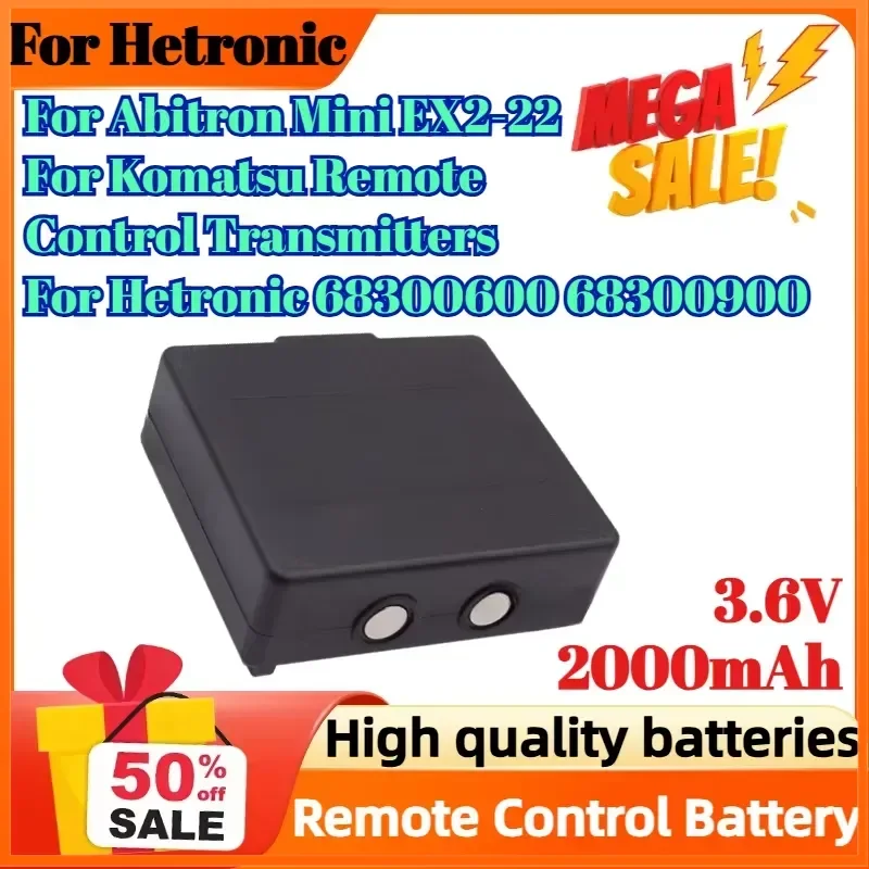 3.6V 2000mAh for Abitron Mini EX2-22 for Komatsu Remote Control Transmitters for Hetronic 68300600 68300900 Battery