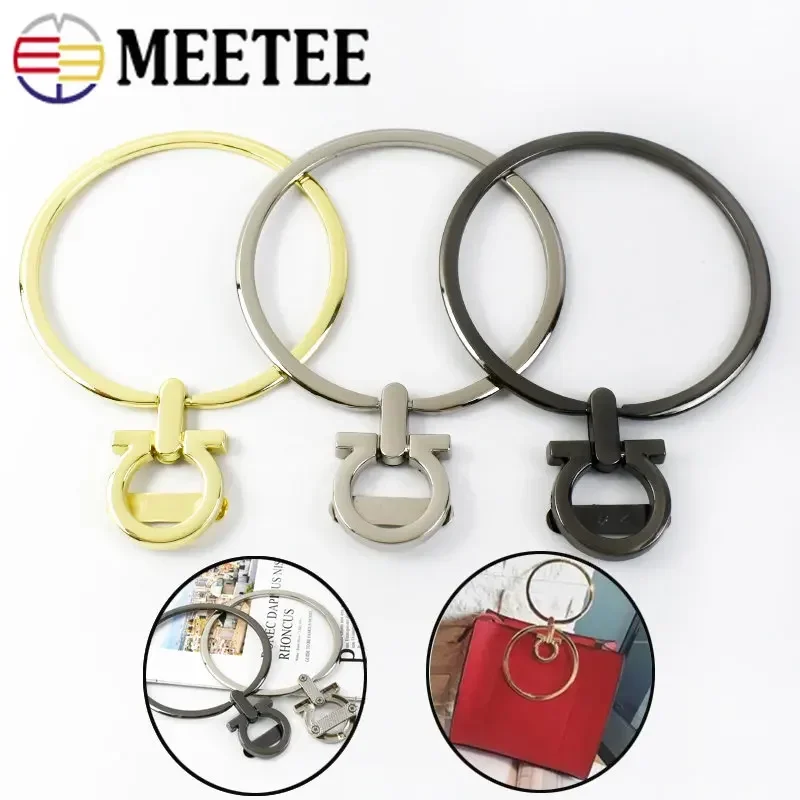 Meetee 2Pcs 88mm(3.46inch) O Ring Metal Buckles Bag Handles Bracket Hook Making Handbag Hardware Hand Rings Buckle Accessories