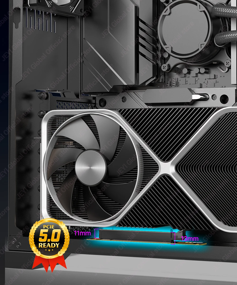 JEYI PCIe 5.0 X16 Riser-Kabel 128 Gbit/s GPU-Verlängerungskabel Goldfinger-Immersion Unterstützt PCIE 4.0/3.0 für RTX4090/5090 RX7900 XTX – Detail 9