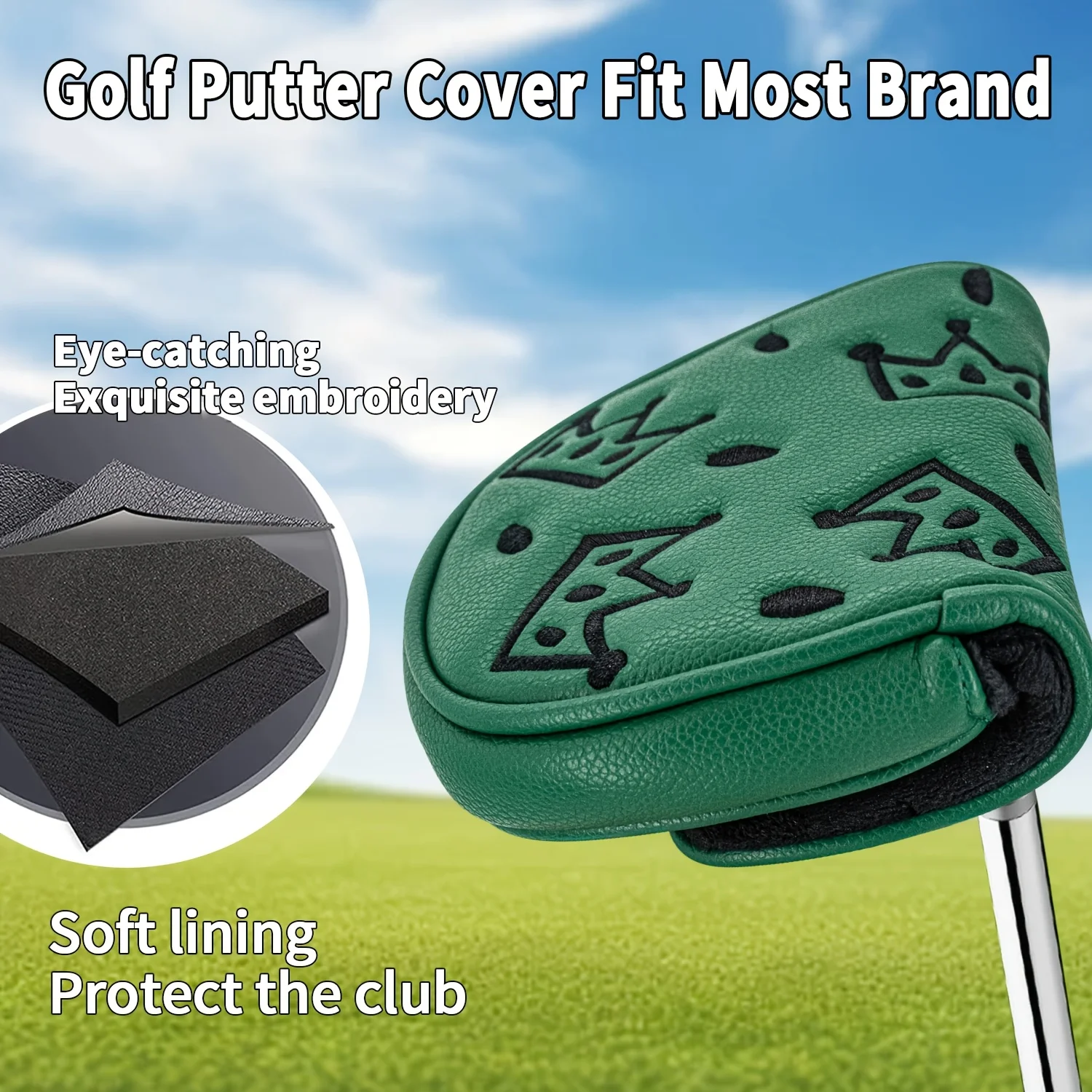 1pc Cheese Crown Style Club Head Cover, Golf Putter Club Head Cover, Half Circle Putter Head Cover, Club Head Cover - PU image 4