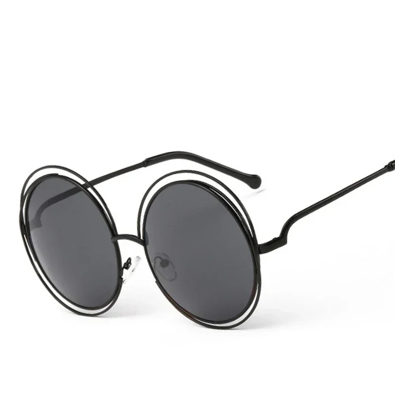 MUSELIFE Vintage Round Big Size Oversized lens Mirror Sunglasses Women Brand Designer Metal Frame Lady Sun Glasses Lady Cool