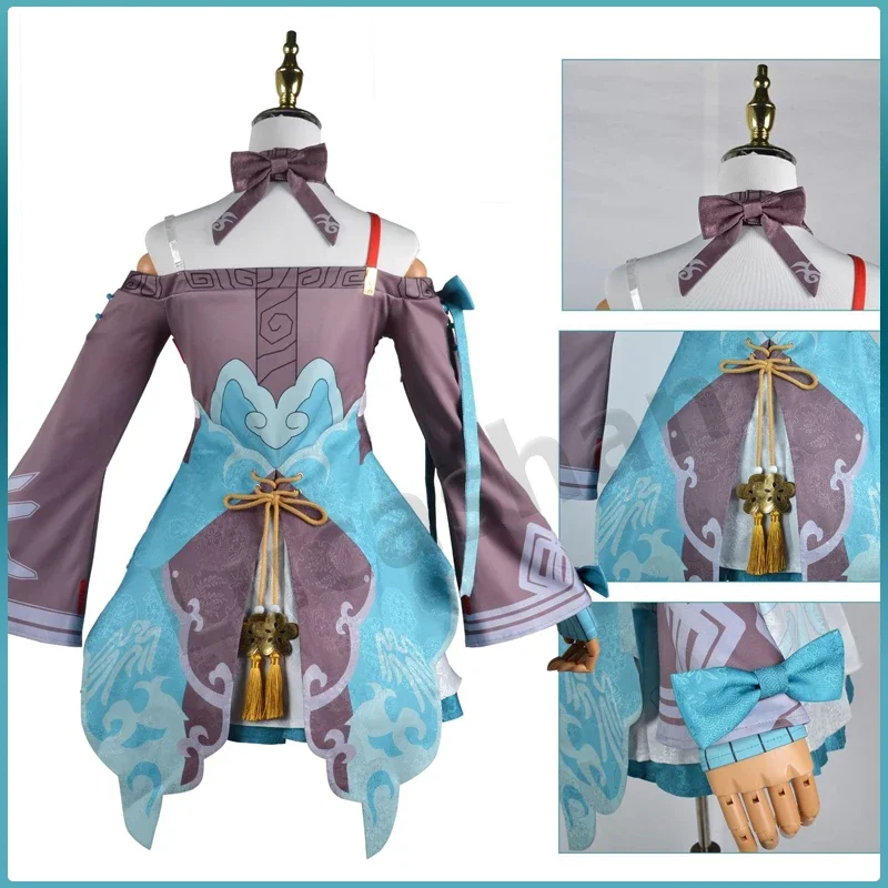 Jeu Honkai Star Rail Cosplay Costume, perruque Qingque, robe Lolita sexy, uniforme, jupe Qingque, tenues, vêtements de fête d'Halloween