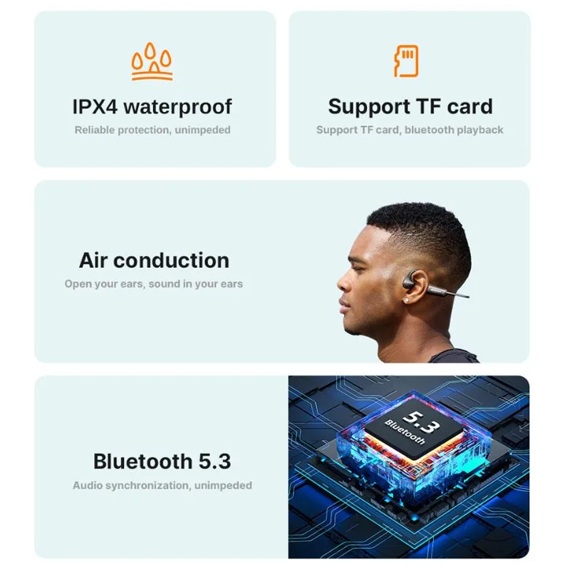Awei A896BL Air Conduction Sports Headphones V5.3 Wireless Bluetooth Earphones Headset For IOS Android Earbuds Support TF Card