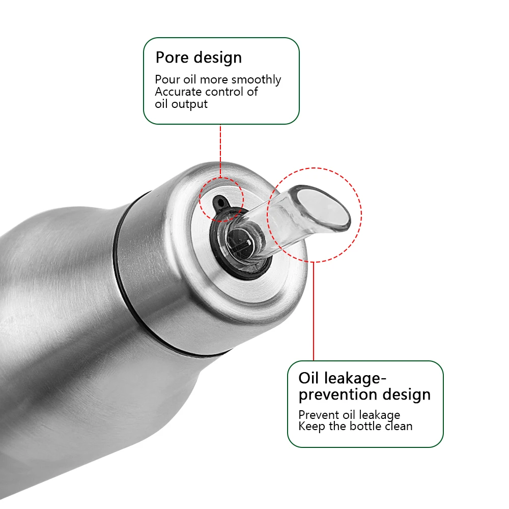موزع الزيت من الفولاذ المقاوم للصدأ لوازم المطبخ مانعة للتسرب قارب مرق متين صلصة الصويا زجاجة زيت الزيتون علبة زيت 750 مللي