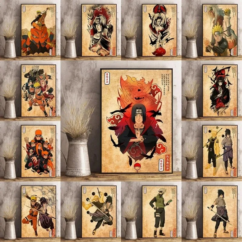 Japanese Anime Naruto Poster Retro Art Prints Home Living Room Wall Art Decorative Murals Canvas Painting Wall Decor Aesthetics