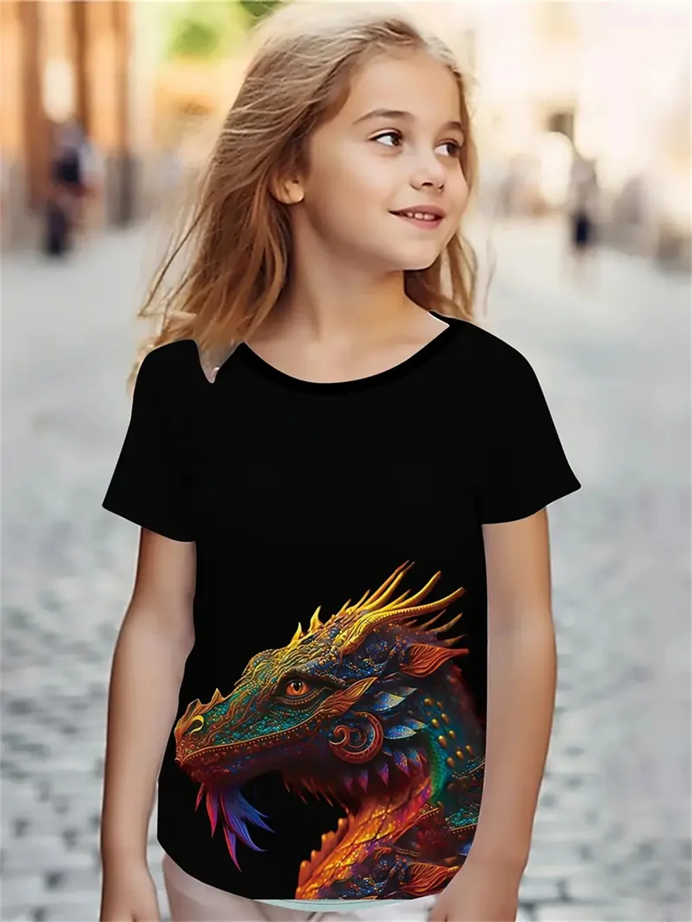 New Funny Animal 3d Print Girls' T-Shirts Party Fashion Short Sleeved Tops Tee 2025 Casual T-Shirts Girls' Clothing