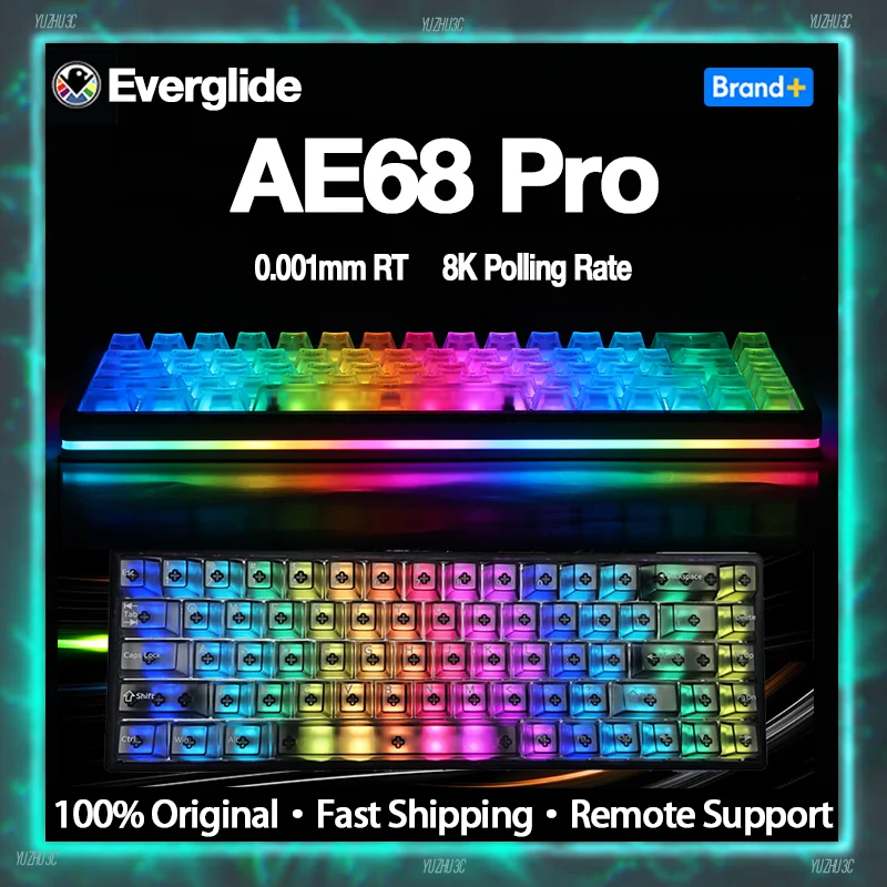 

Everglide AE68 Pro HE Gaming Keyboard 0.001MM RT Accuracy Support Web Driver Double RGB Light Ultra Low Latency 8K Polling Rate