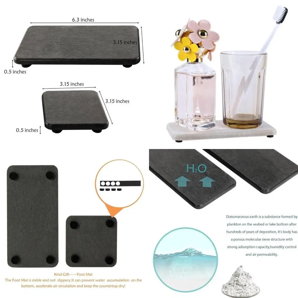 

652F Pack of 4 Slip Resistants Soap Holder Water Absorption Tray Water Absorbent Soap Tray Soap Dish Water Absorbent Dish