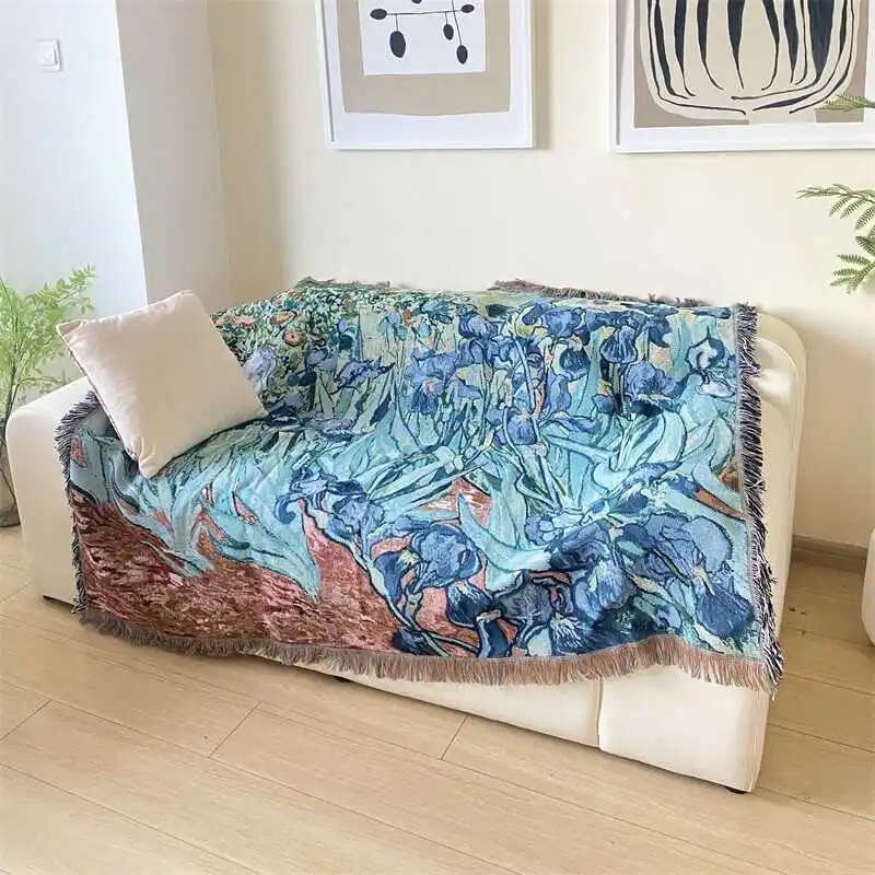 

Van Gogh Oil Painting Wheat Field Tree Decorative Blanket Bedroom Background Cloth Seat Covers sofa covers for living room