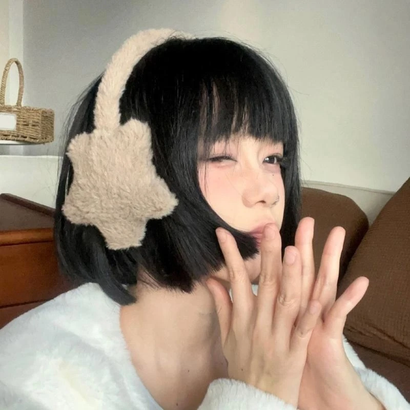 y5GC 별 모양의 플러시 귀 머프 여성 소녀 귀 워머 추운 날씨 귀 보호 모피 귀 덮개 겨울 활동