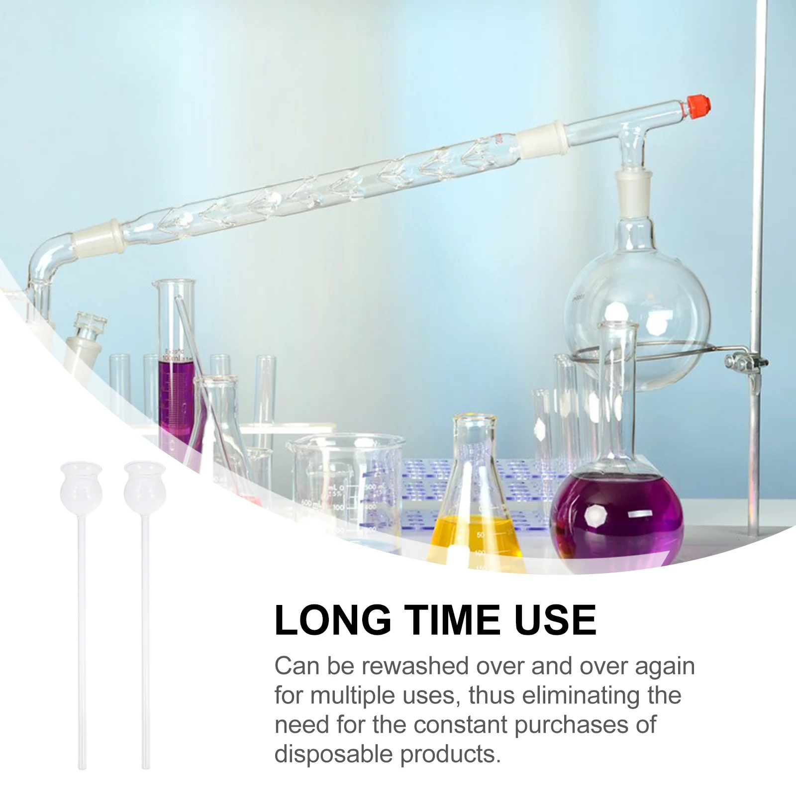 

2Pcs Clear Glass Scientific Long Funnel with Strong Stem for Precise Liquid Transfer Laboratory School Experiment Funnel