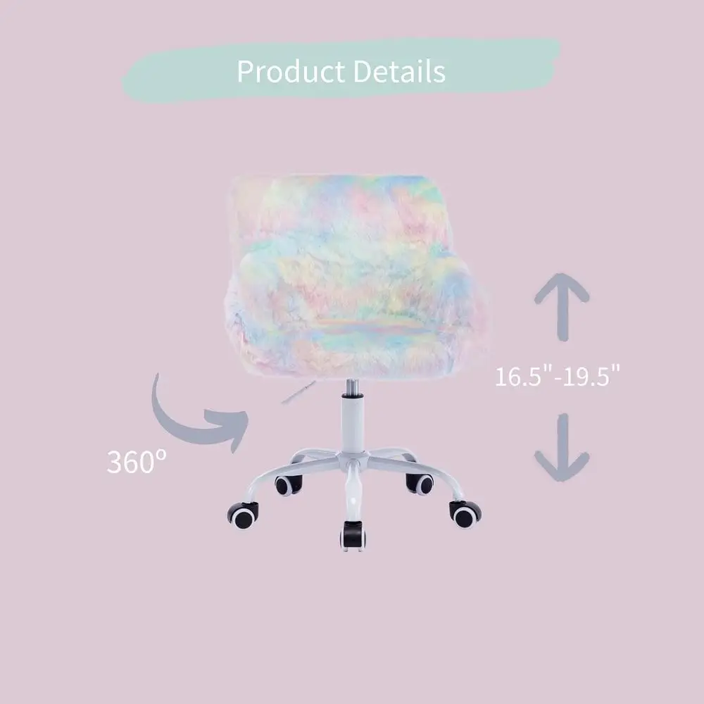 Swivel Kids Chair with Wheels, Adjustable Kid Desk Chair with Arms, Cute aux ur Kids Study Chairs or Boys and Girls, Rainbow Col view 6