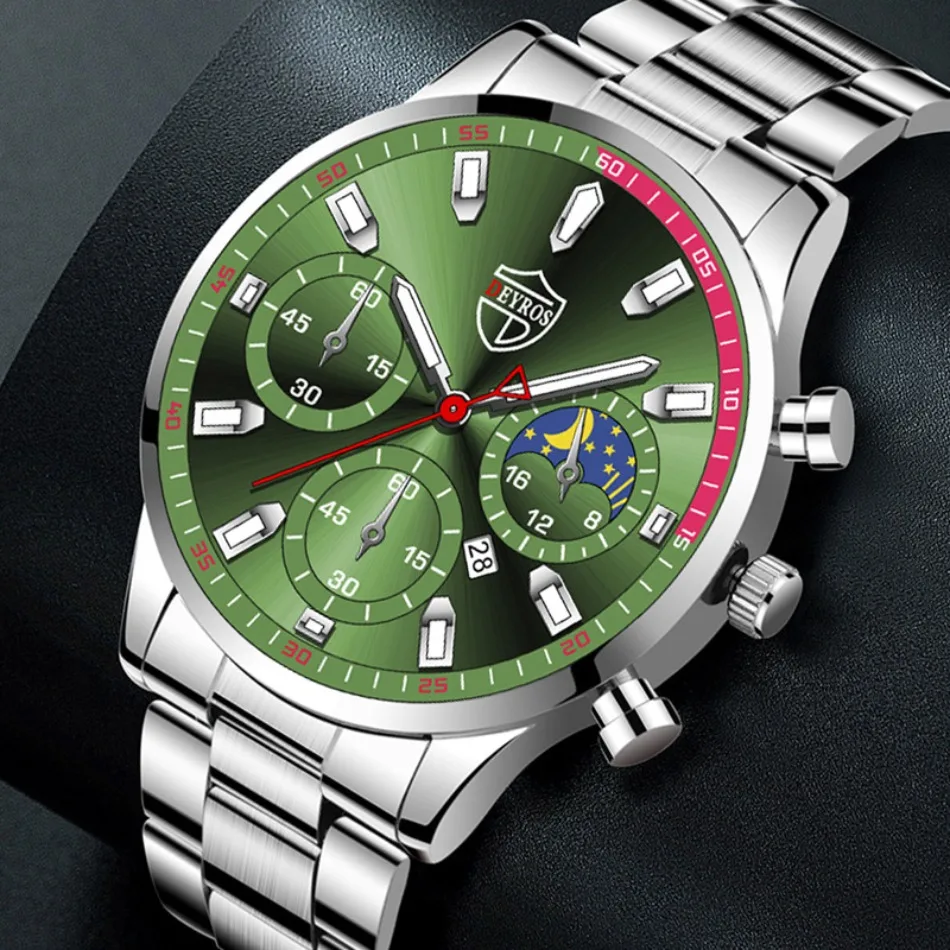 Set Jam Tangan Pria Kuarsa Baja Tahan Karat Modis Kasual Bisnis Perak 6 P/Set, Set Jam Tangan Perak Ide Hadiah Terbaik untuk Pria