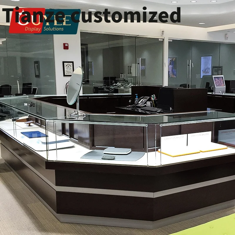 Customized-high end fashion jewelry shop furniture counter desk jewelry jewelry glass display showcase