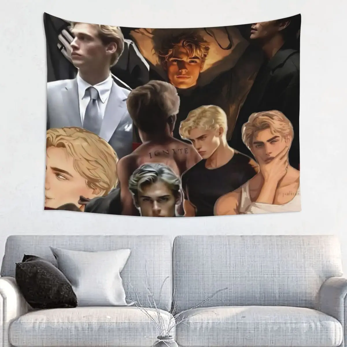Aaron Warner Tapestry Wall Hanging Print Polyester Tapestry Shatter Me Fantasy Decoration Wall Decor 95x73cm