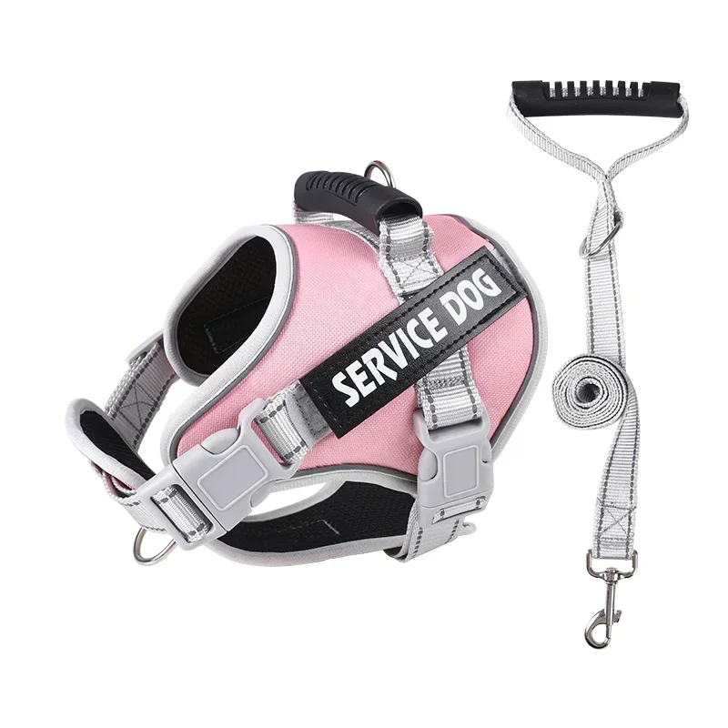 Arnés para perros de servicio con placa de identificación personalizada, arnés ajustable, chaleco y correa para perros grandes, accesorios de entrenamiento para exteriores._voghion.com