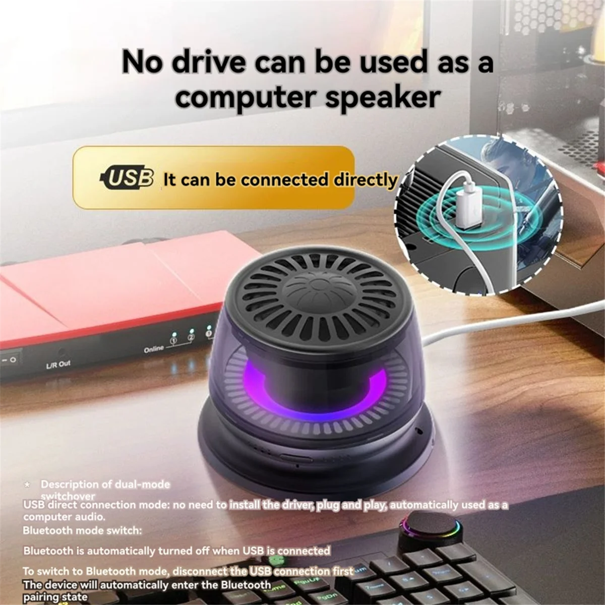 

A002 Wireless Bluetooth Speaker Magnetic Bracket Portable High-Sound Quality Interconnected LED Color Light Mini Speaker